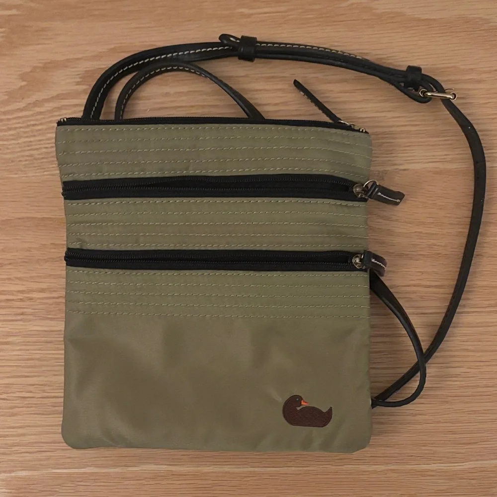 Dooney & Bourke Olive Green Crossbody Nylon Bag with Duck Accent - Picture 1 of 8